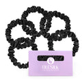 OLESILK 100% Mulberry Silk Hair Ties for Women | Skinny Scrunchies, No Damage, No Crease, 5 Pack, Black