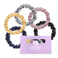 OLESILK Silk Hair Ties – 100% Mulberry Silk Skinny Scrunchies for Thin Hair, 5 Pack