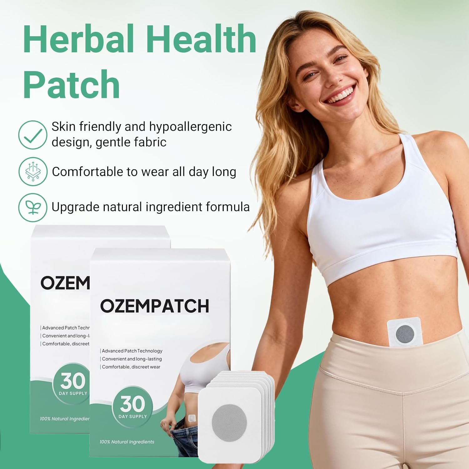 OLEVRALIS Upgraded Ozem Patch for All-Over Body — Comfortable Day and Night Wear, 60 Patches