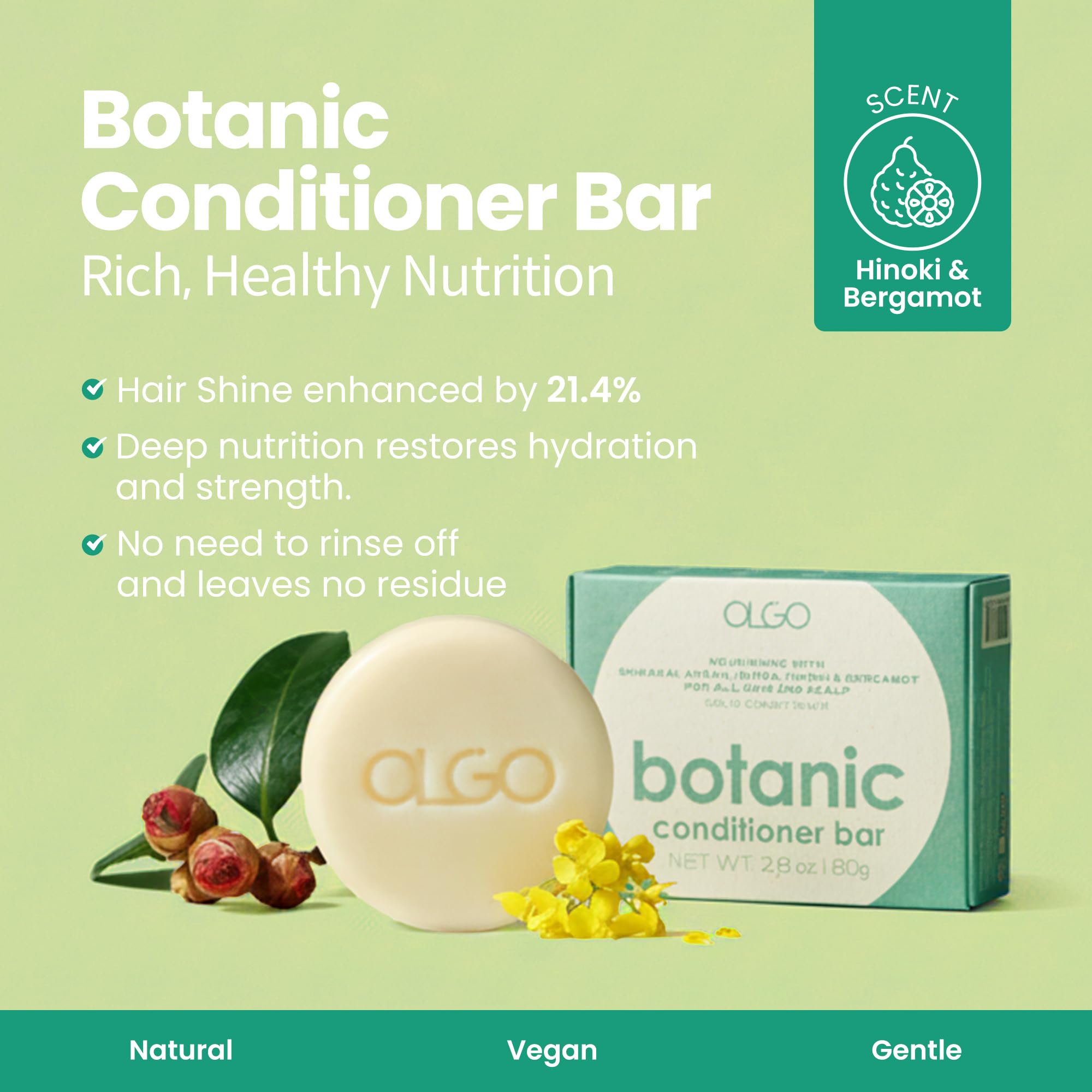 OLGO Botanic Conditioner Bar – Anti-Breakage, Split End Repair & Shine (2.8 oz)