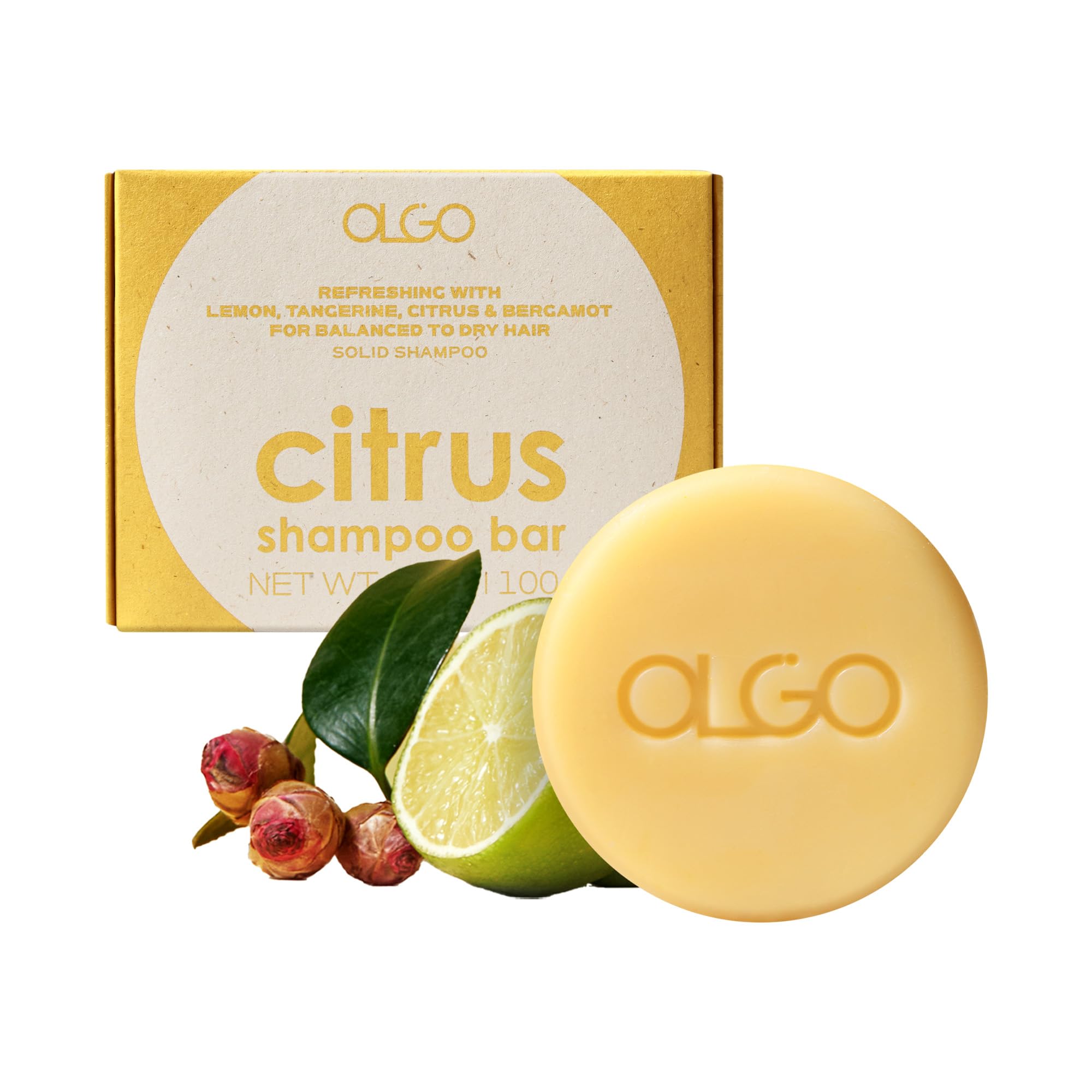 OLGO Citrus Shampoo Bar — All-in-One Solid Shampoo & Body Wash with Citrus, Argan & Jojoba Oils | Vegan & Sustainable 3.5 oz