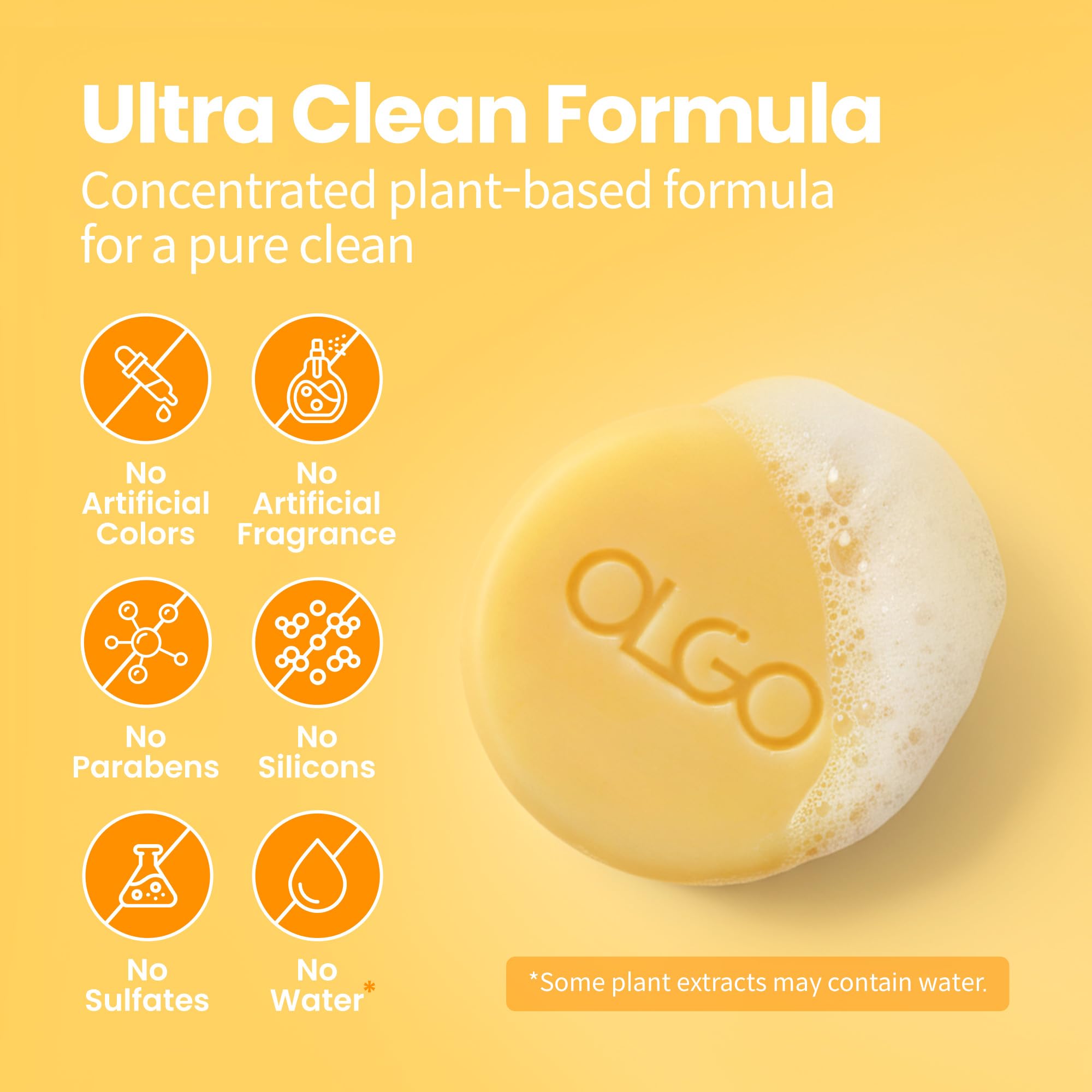 OLGO Citrus Shampoo Bar — All-in-One Solid Shampoo & Body Wash with Citrus, Argan & Jojoba Oils | Vegan & Sustainable 3.5 oz