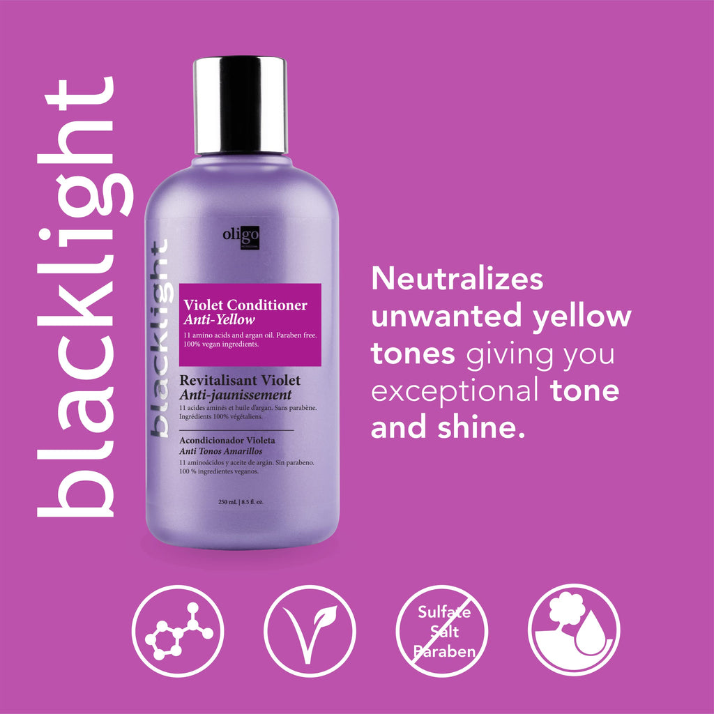 Oligo Professionnel Blacklight Violet Conditioner — Purple Toner for Blondes, Vegan, 8.5oz