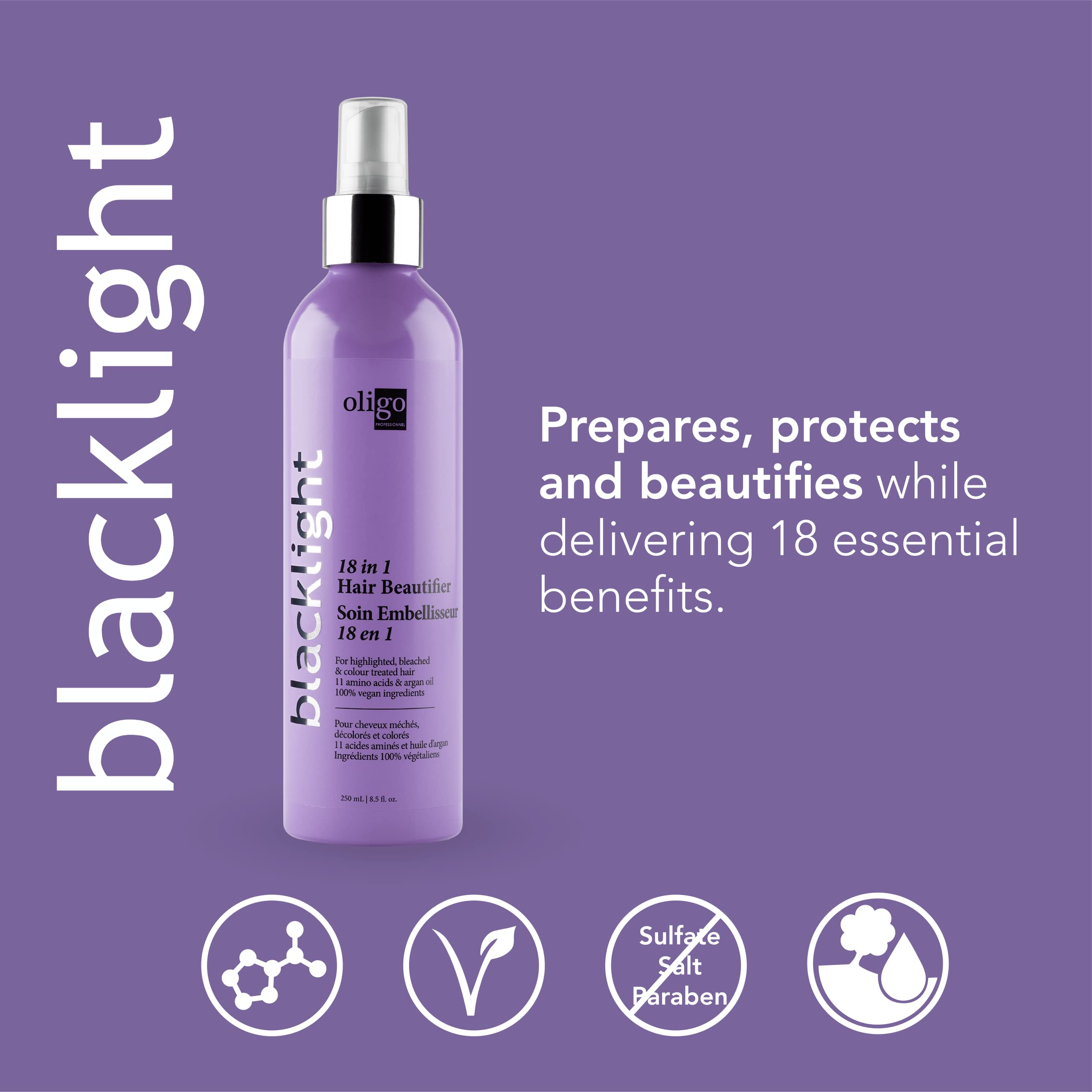 Oligo Professionnel Blacklight 18-in-1 Violet Hair Beautifier for Blondes | Vegan & Anti-Brass