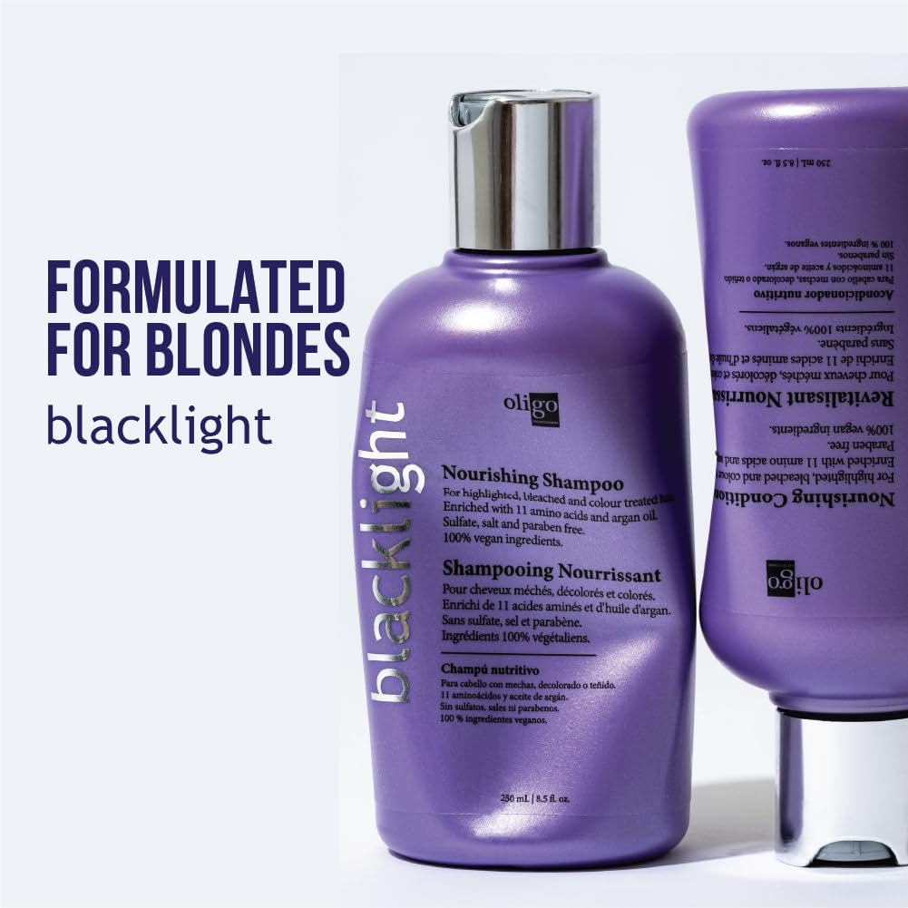 Oligo Professionnel Blacklight Nourishing Shampoo & Conditionner Duo for Blondes – Sulfate-Free, Vegan, Argan Oil Hydration