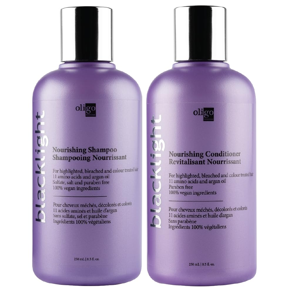 Oligo Professionnel Blacklight Nourishing Shampoo & Conditionner Duo for Blondes – Sulfate-Free, Vegan, Argan Oil Hydration