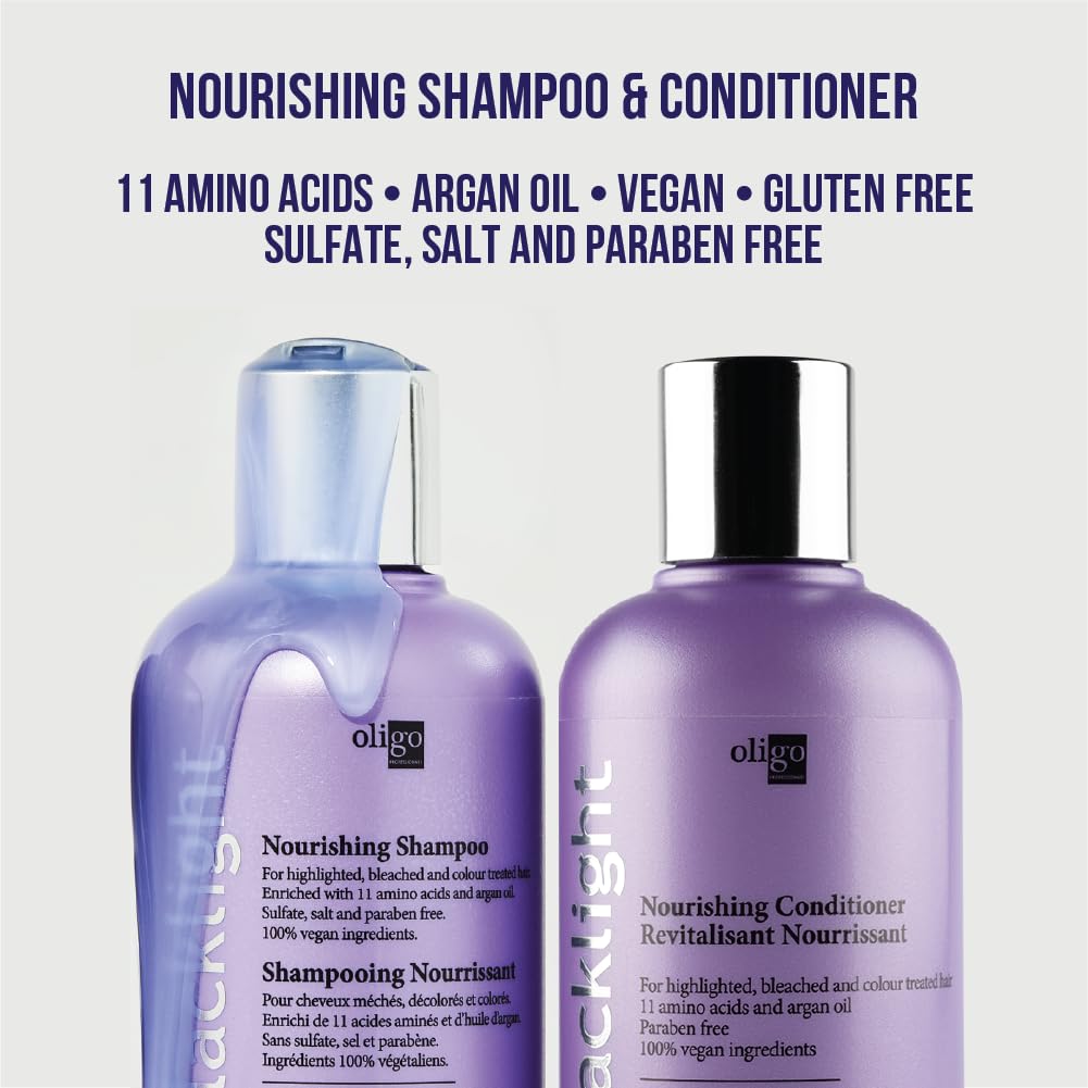 Oligo Professionnel Blacklight Nourishing Shampoo & Conditionner Duo for Blondes – Sulfate-Free, Vegan, Argan Oil Hydration