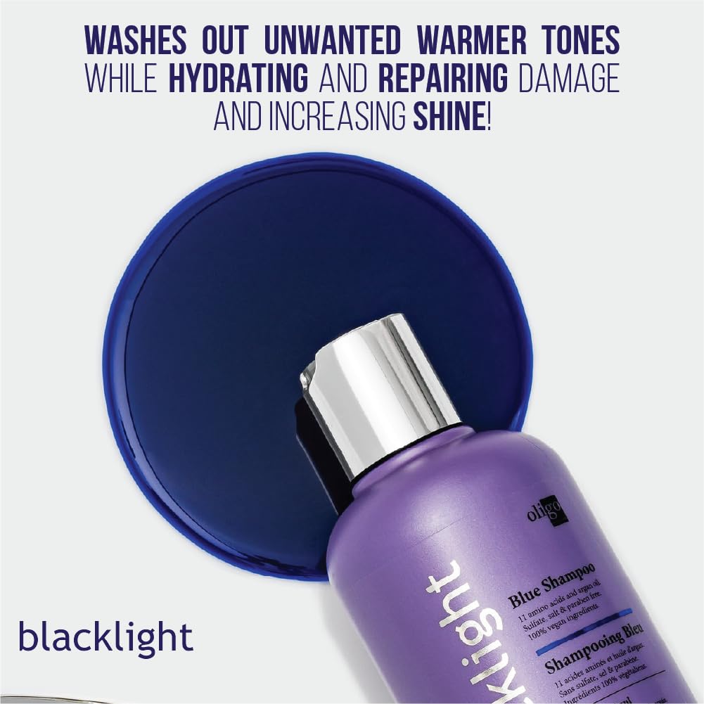 OLIGO PROFESSIONNEL Blacklight Blue Shampoo – Sulfate-Free Blue Toner for Blonde & Color-Treated Hair, 8.5oz