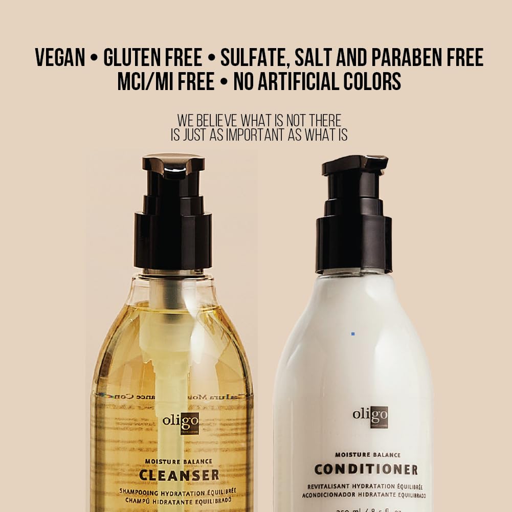 Oligo Professionnel Calura Moisture Balance Cleanser & Conditioner Duo – Sulfate-Free, Vegan, Color Safe, 8.5oz