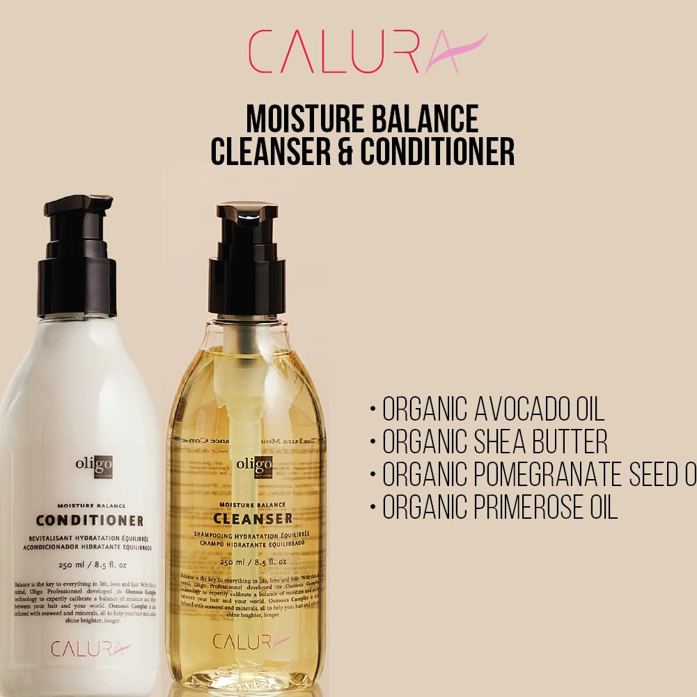 Oligo Professionnel Calura Moisture Balance Cleanser & Conditioner Duo – Sulfate-Free, Vegan, Color Safe, 8.5oz