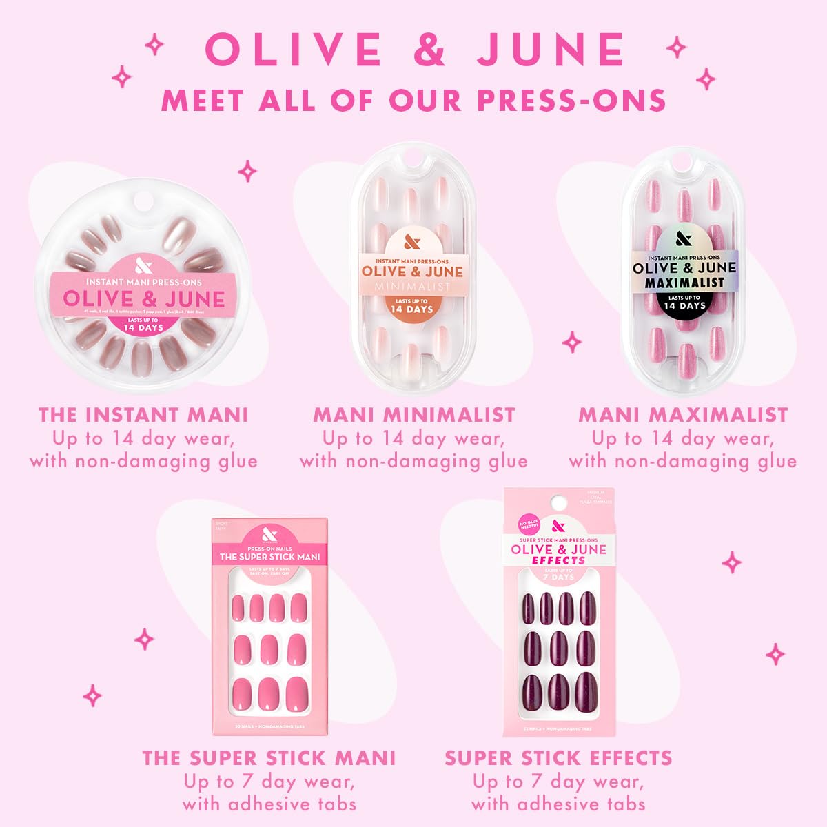 Olive & June Super Stick Mani Press-On Nails – No Glue Needed, 7-Day Wear, Realest Look | Glazed French