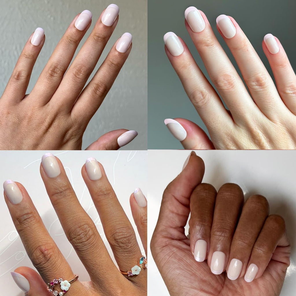 Olive & June Super Stick Mani Press-On Nails – No Glue Needed, 7-Day Wear, Realest Look | Glazed French