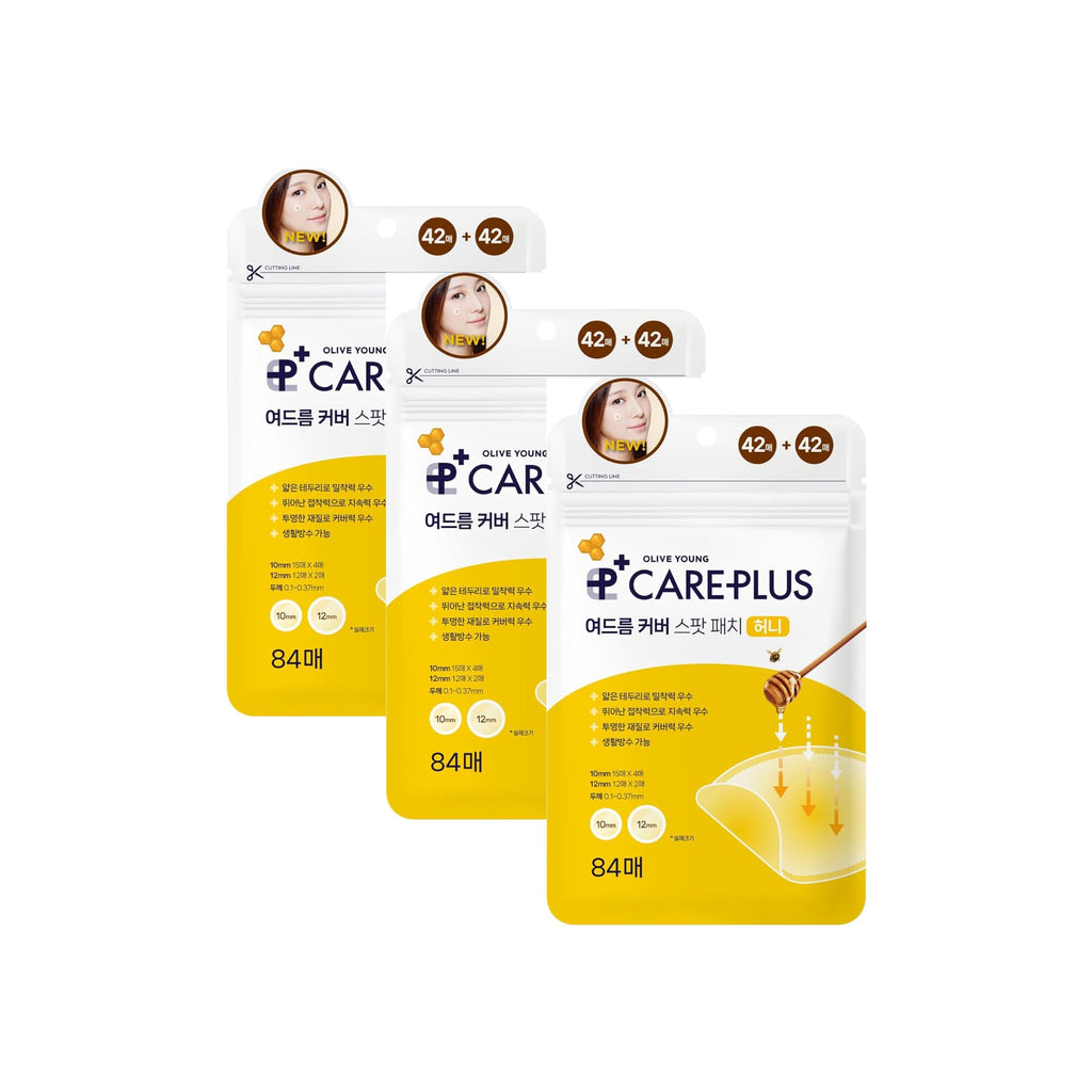 OLIVE YOUNG Care Plus Spot Patch – Hydrocolloid Acne Patches with Manuka Honey (252 Count, Pack of 3)