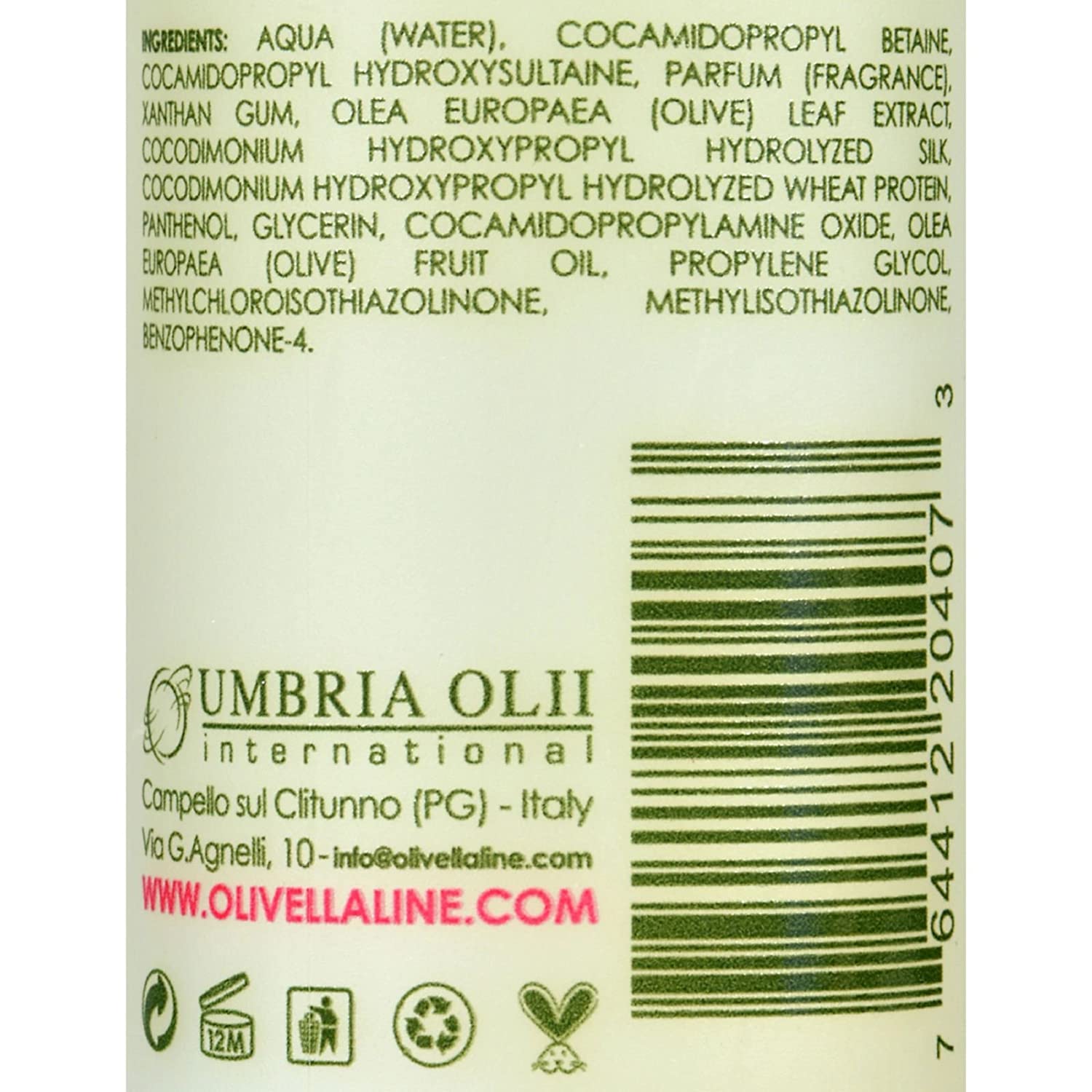 Olivella Olive Shampoo & Conditioner Set – 8.45 oz, Paraben Free
