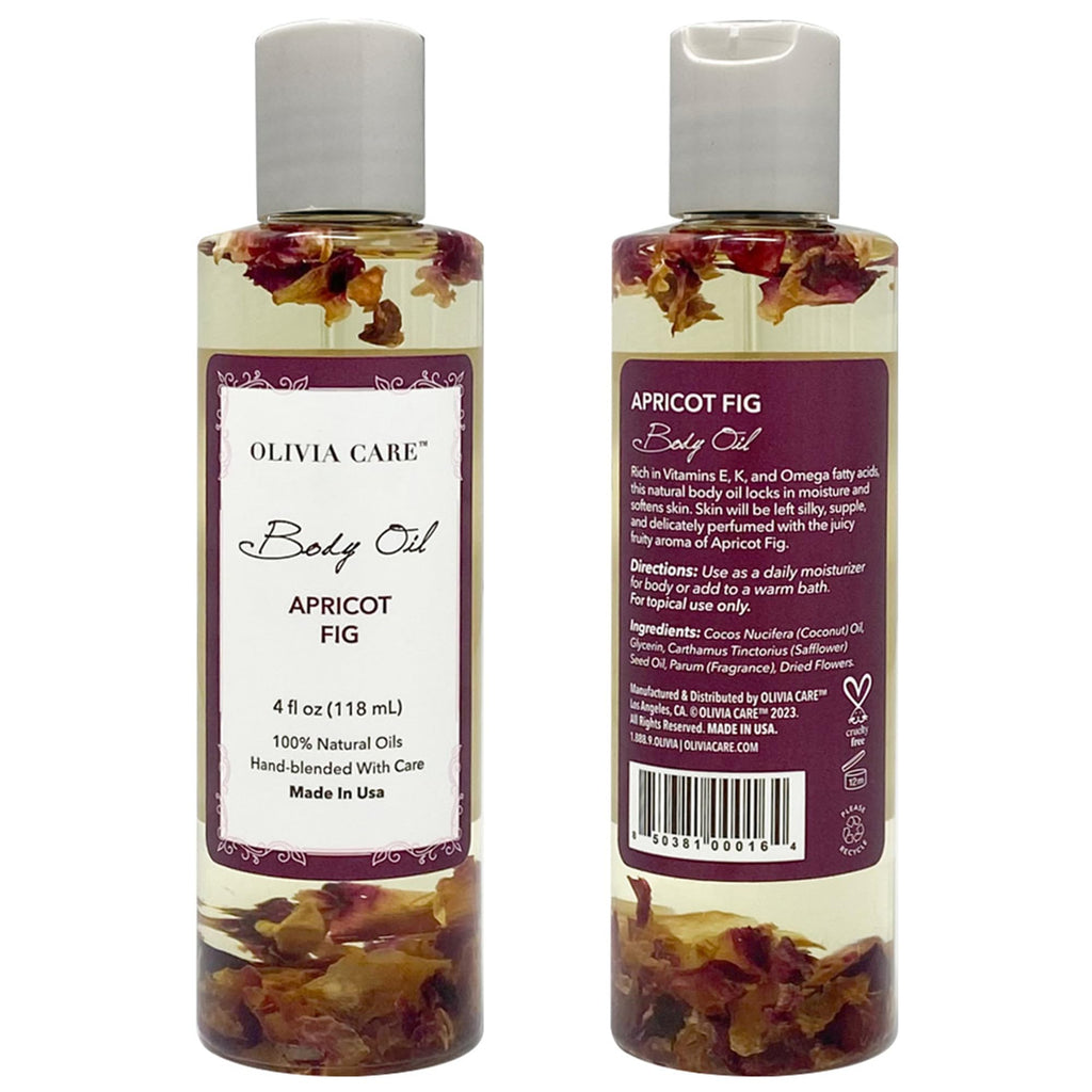 Olivia Care Apricot Fig Body Oil – Vegan, Natural Moisturizing with Vitamin E