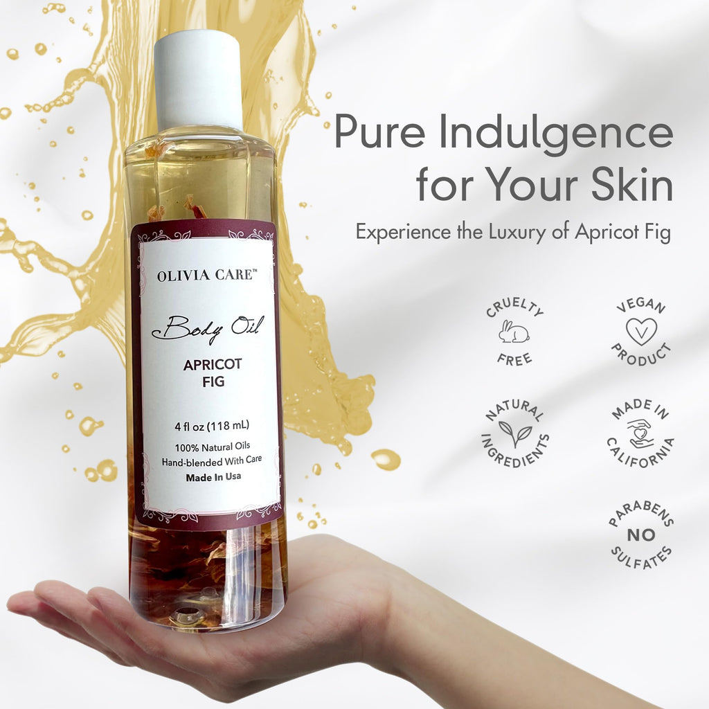 Olivia Care Apricot Fig Body Oil – Vegan, Natural Moisturizing with Vitamin E