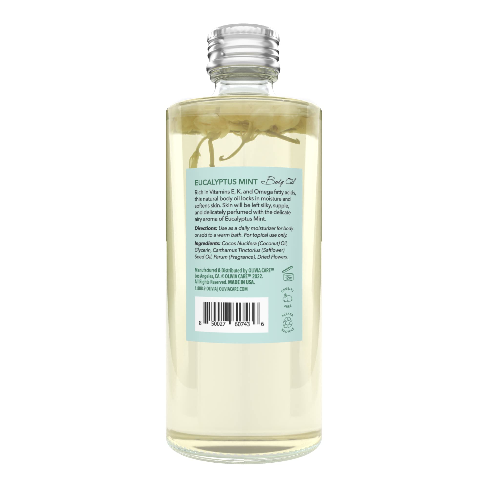 Olivia Care Body Oil Eucalyptus Mint – Vegan Hydration with Vitamin E, K & Omegas