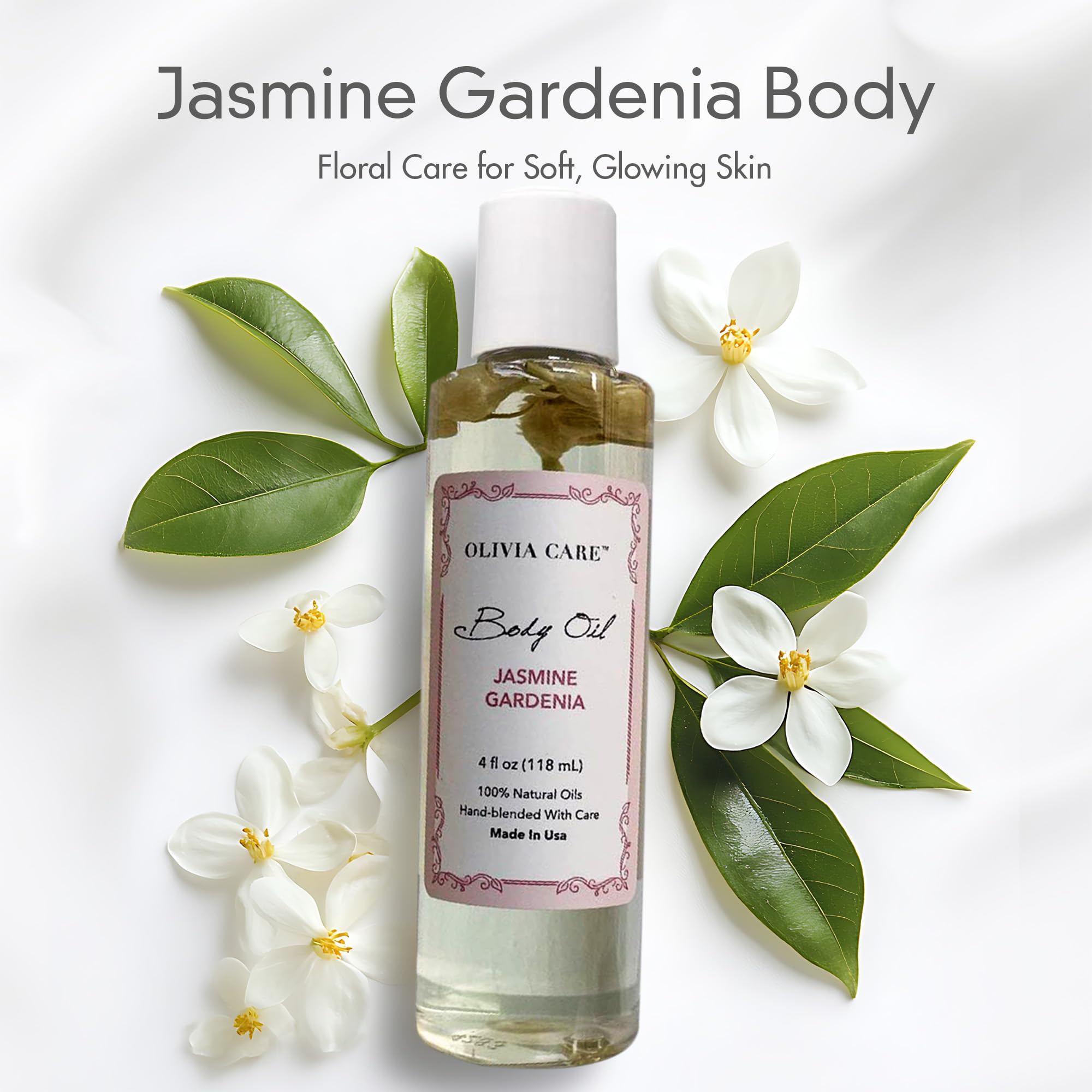 Olivia Care Jasmine Gardenia Body Oil – Vegan & Natural Hydration (4 OZ)