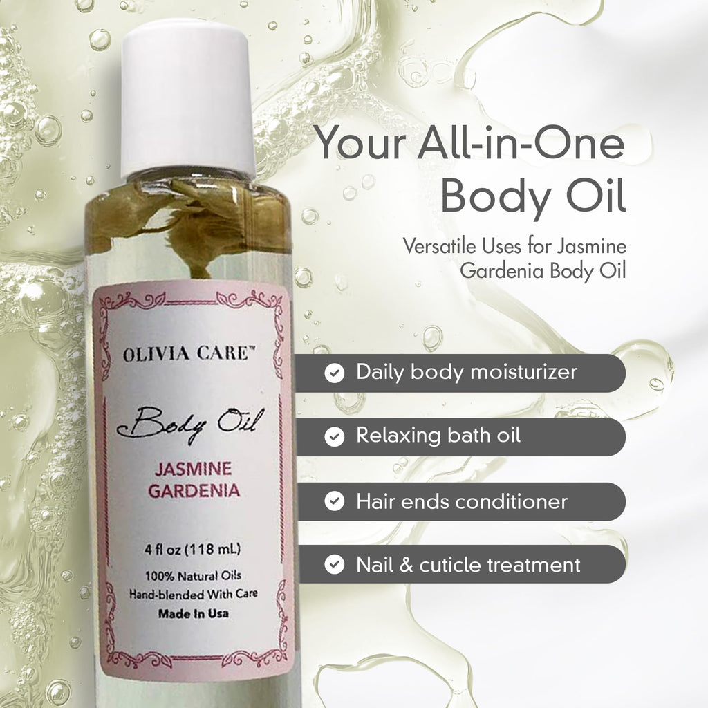 Olivia Care Jasmine Gardenia Body Oil – Vegan & Natural Hydration (4 OZ)