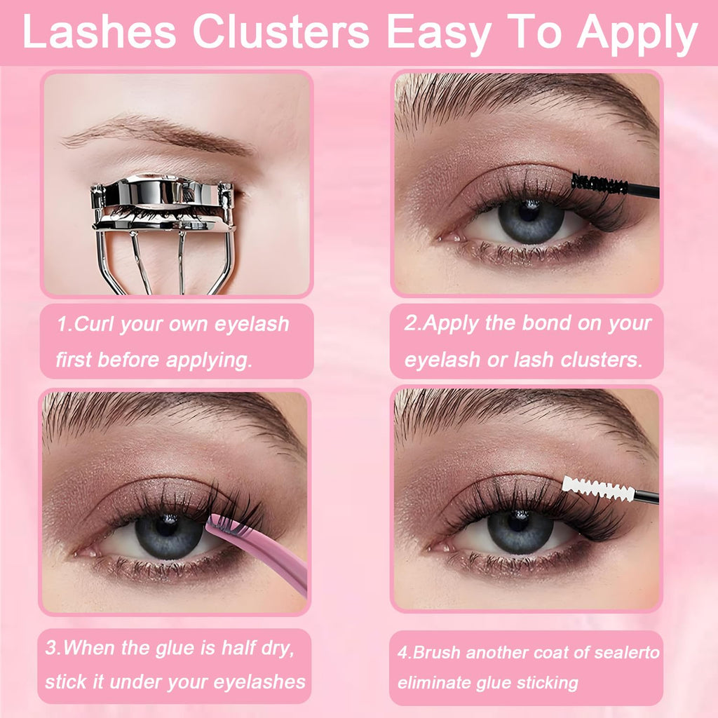 OLLAVO Lash Clusters Kit – 640 Pcs 9-16mm D Curl Wispy Extensions
