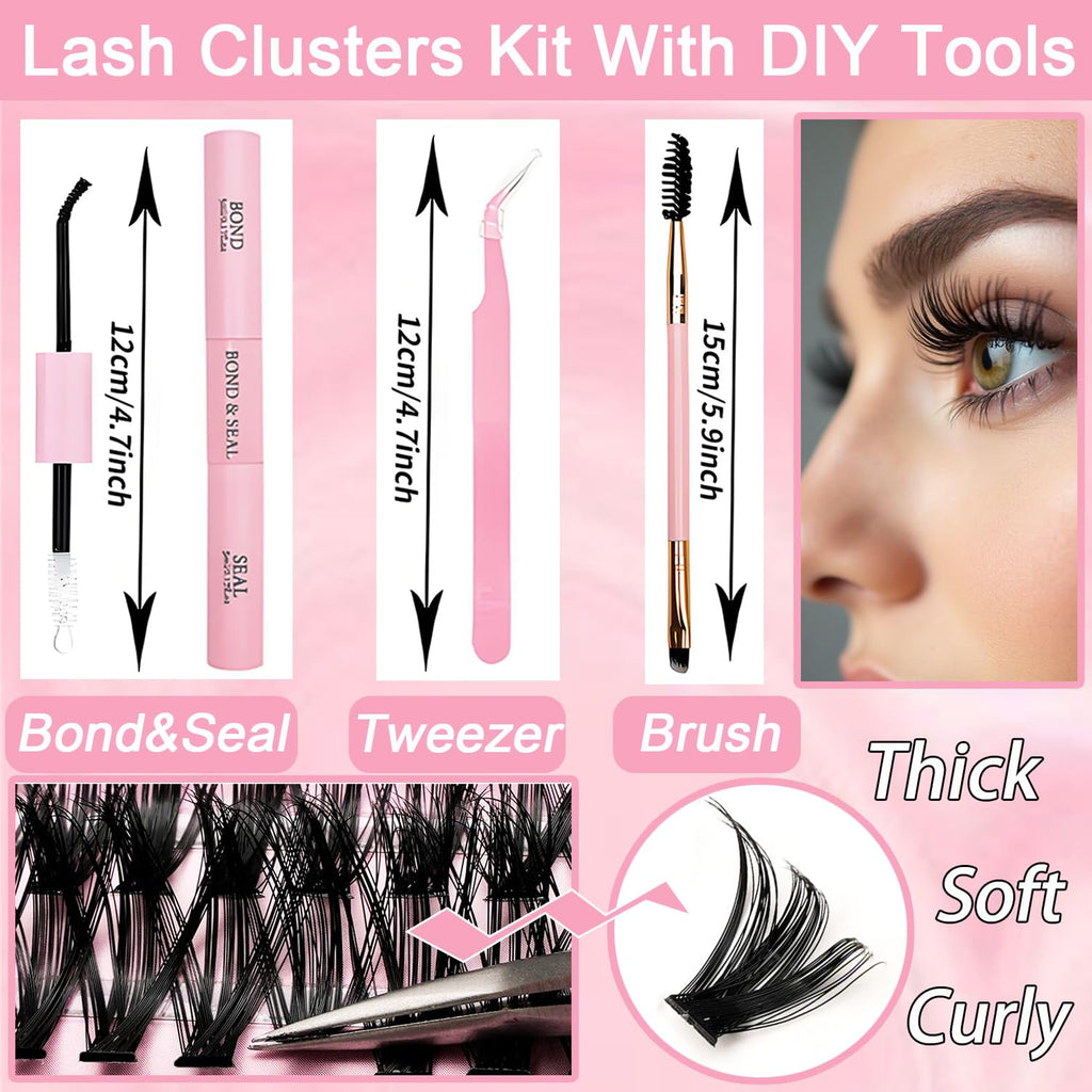 OLLAVO Lash Clusters Kit – 640 Pcs 9-16mm D Curl Wispy Extensions