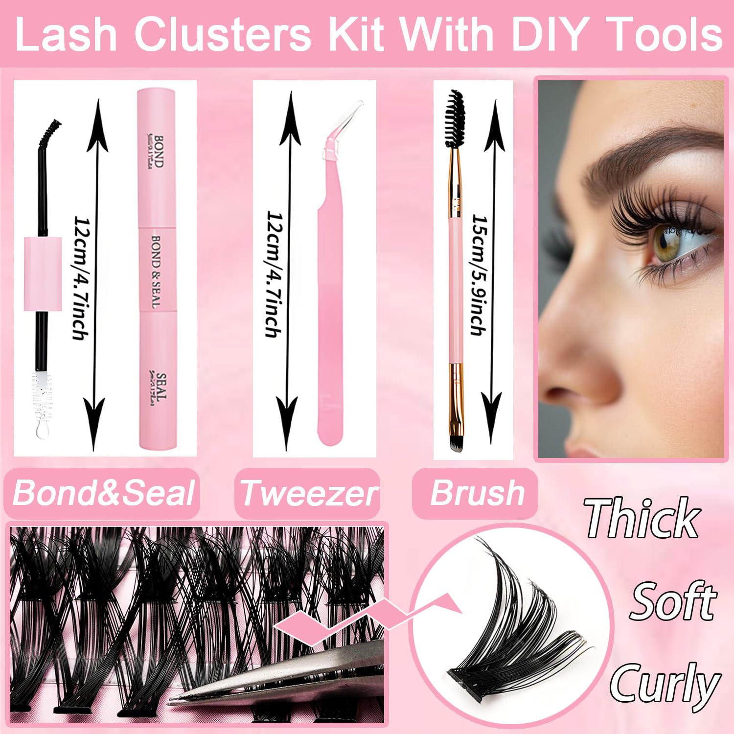 OLLAVO Lash Clusters Kit – 640 Pcs 9-16mm D Curl Wispy Extensions