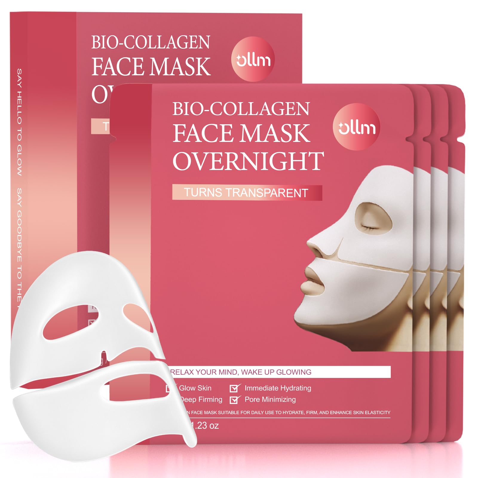 OLLM Korean Overnight Collagen Face Mask – Hydrating, Lifting & Glass Skin Glow (35g x4)