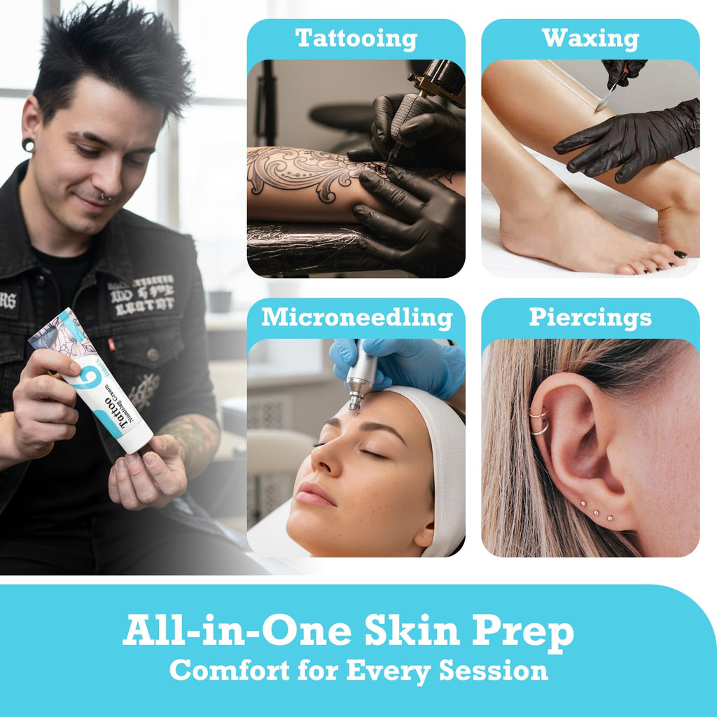 Olvaxin Tattoo & Waxing Prep Comfort Cream – Fast-Absorbing Emu Oil Formula, 2.12 fl oz