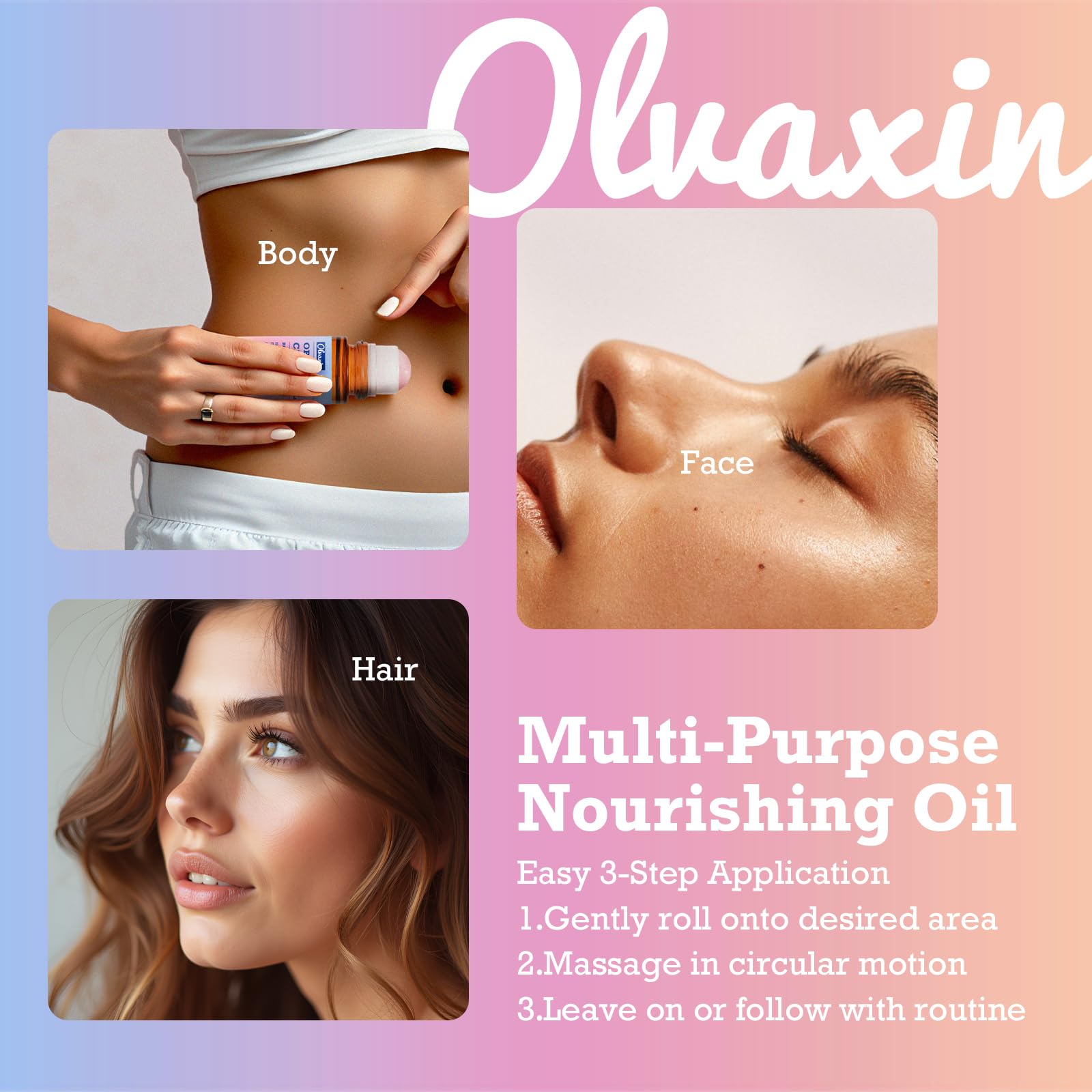 Olvaxin Organic Castor Oil Roll-On with Rose Quartz — 2 Pack (1.7 fl oz each)