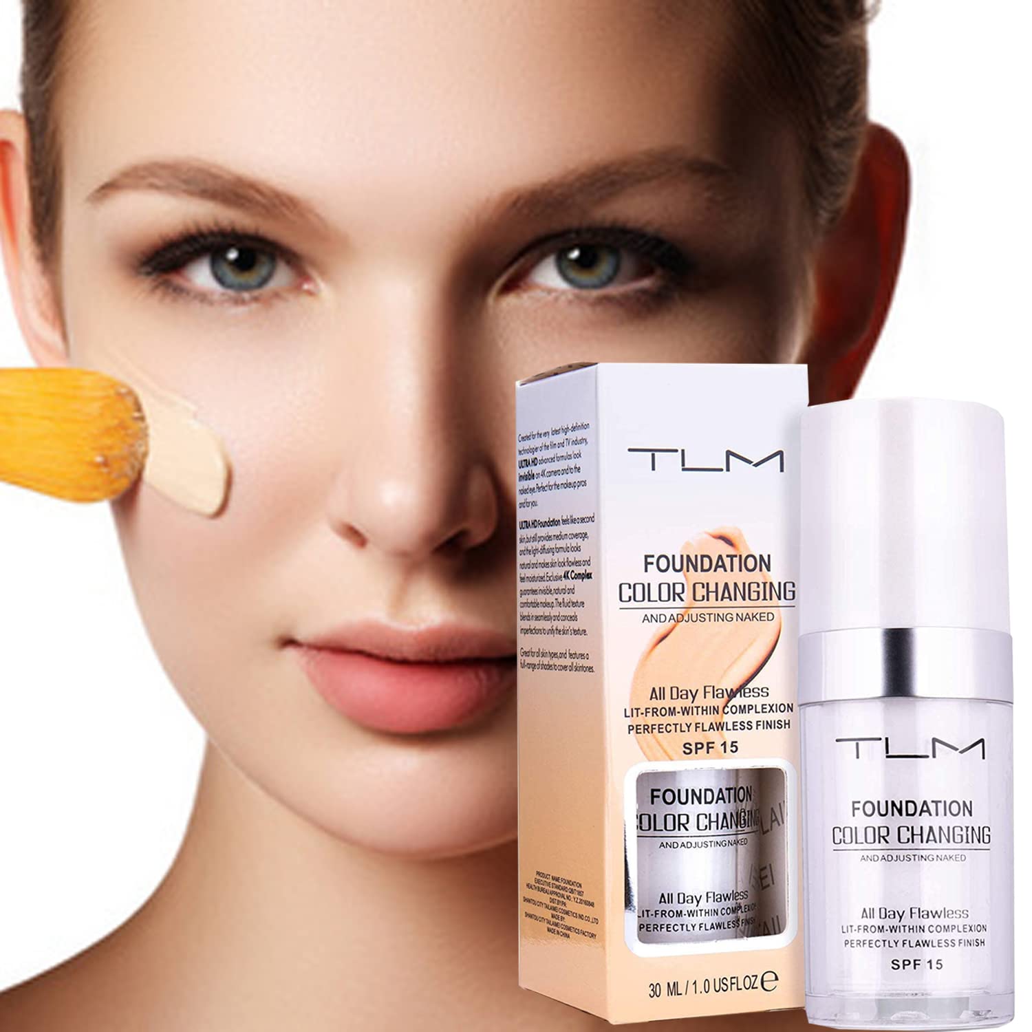 Omaky Colour-Changing Foundation 2x30ml – Self-Adjusting, SPF 15, Full Coverage