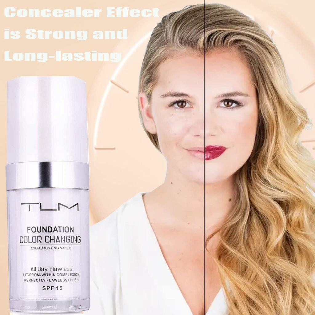 Omaky Colour-Changing Foundation 2x30ml – Self-Adjusting, SPF 15, Full Coverage