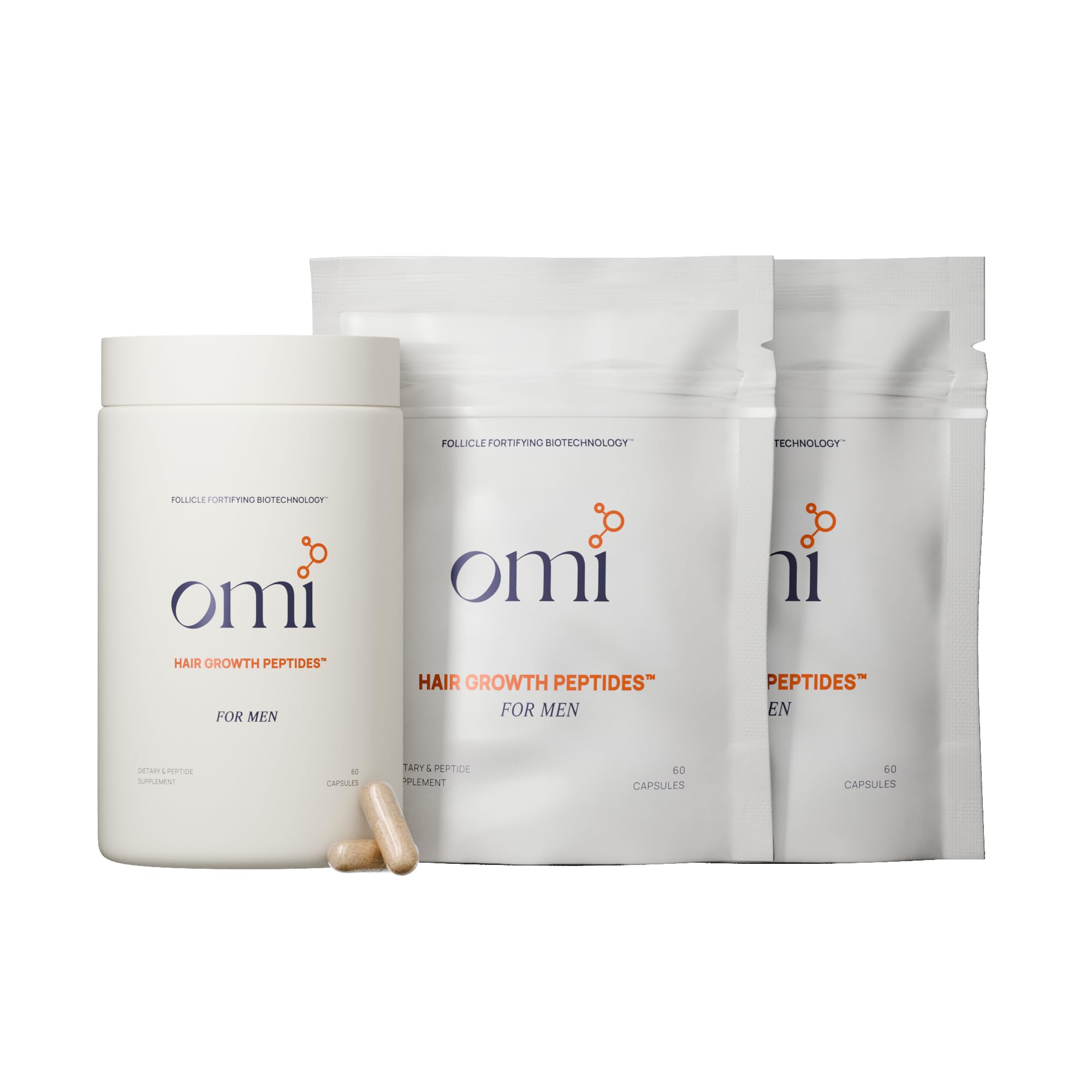 OMI WELLBEAUTY Men's Hair Growth Peptides — Doctor-Recommended Follicle Fortifying Biotech, 3-Month Supply