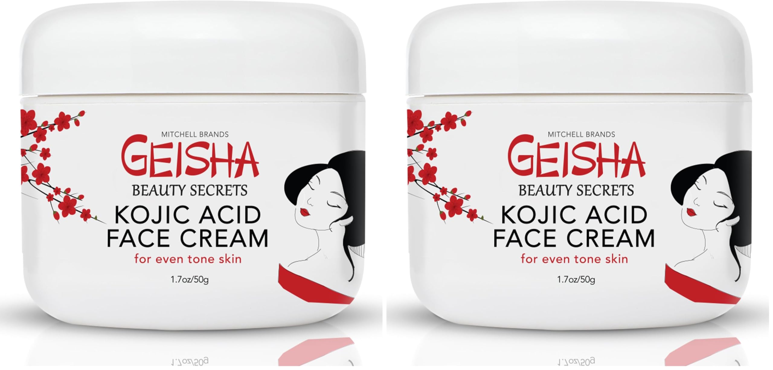 OMIC Geisha Kojic Acid Cream – 1.7 fl oz (50 ml) – Brightening Cream for Face, Body & Hands – Glycolic Acid – Pack of 2