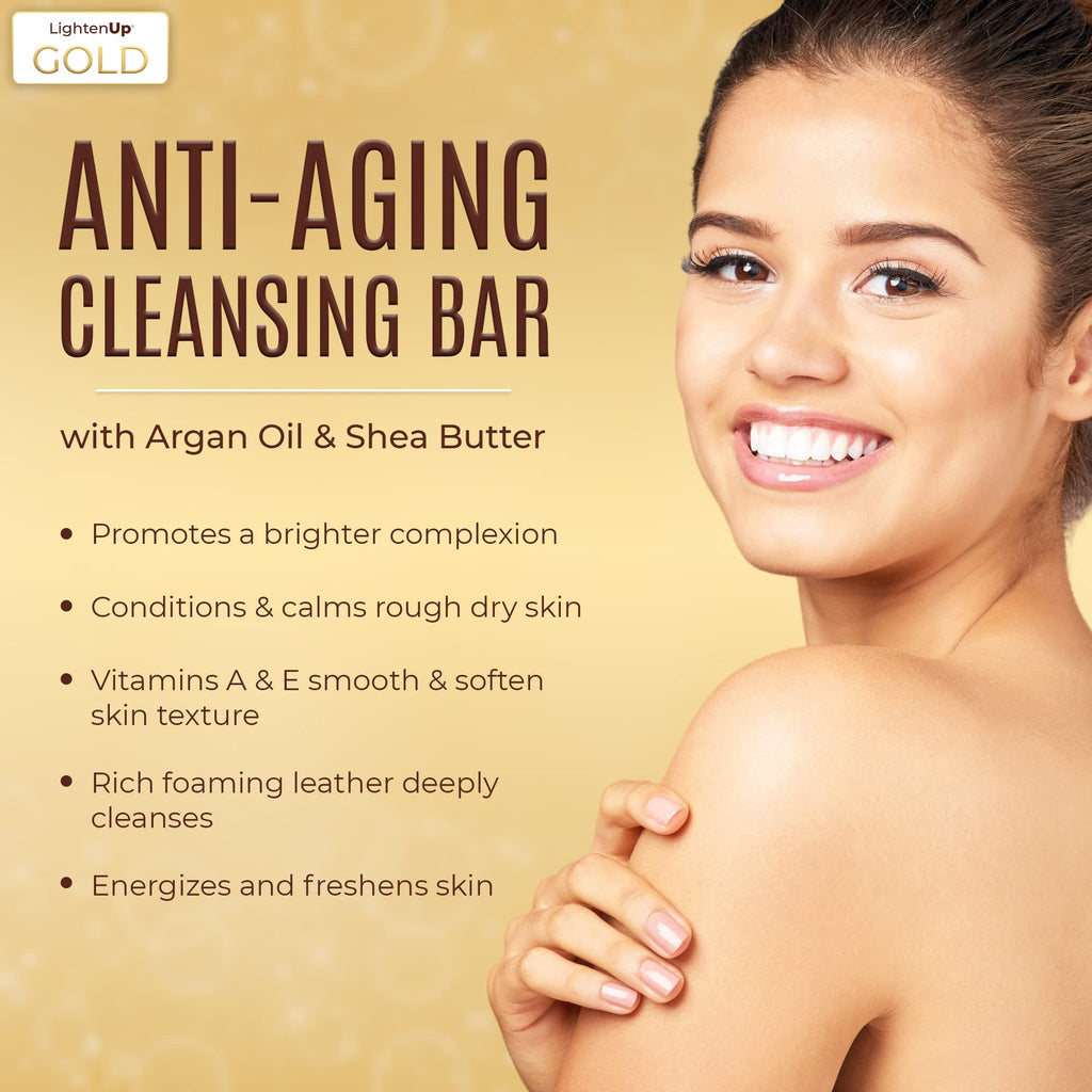 OMIC Lighten-Up Anti-Aging Cleansing Bar Soap 200g – Shea Butter & Argan Oil, Pack of 2