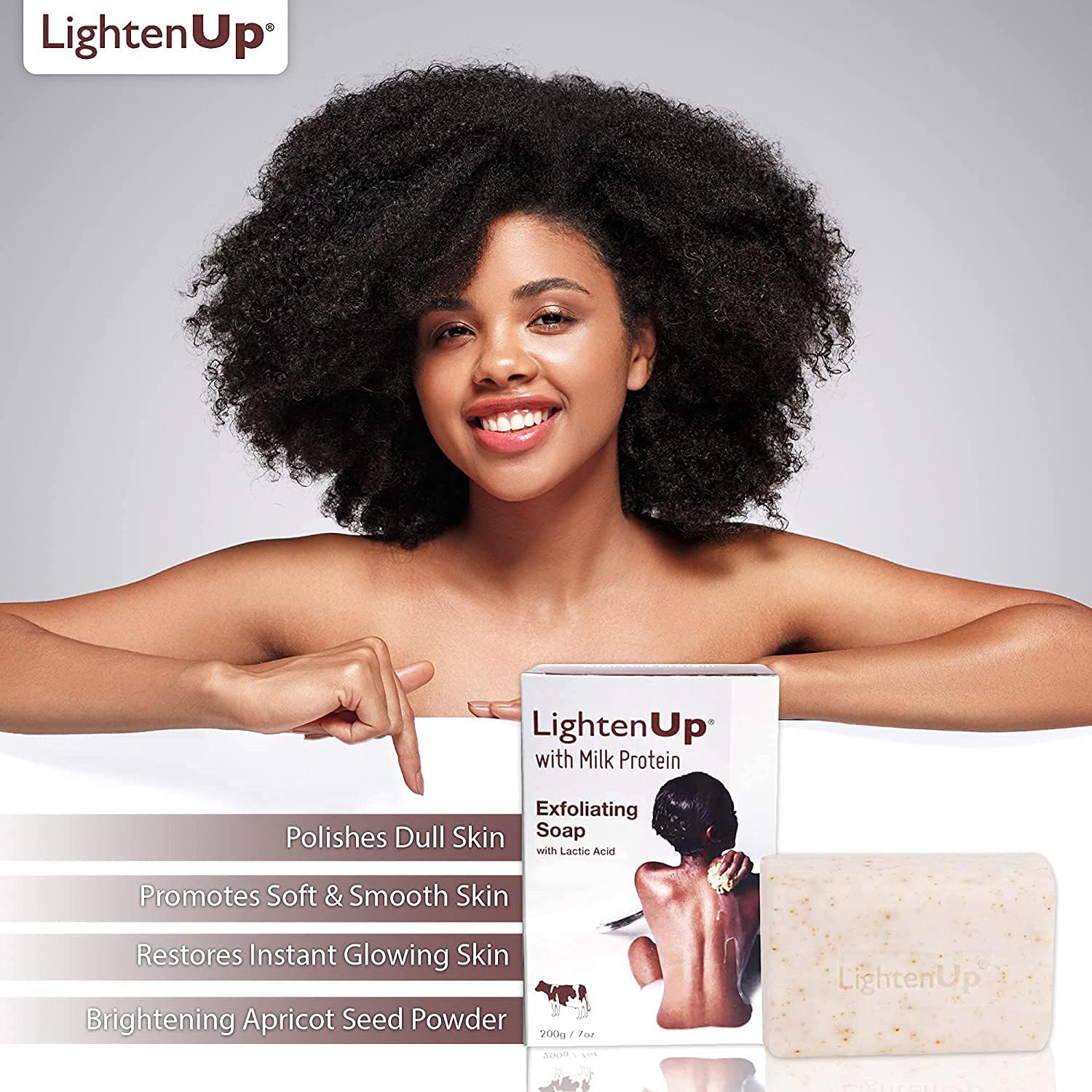 OMIC Lighten-Up Lactic Acid Exfoliating Soap – 7.7 oz / 200 g Pack of 2