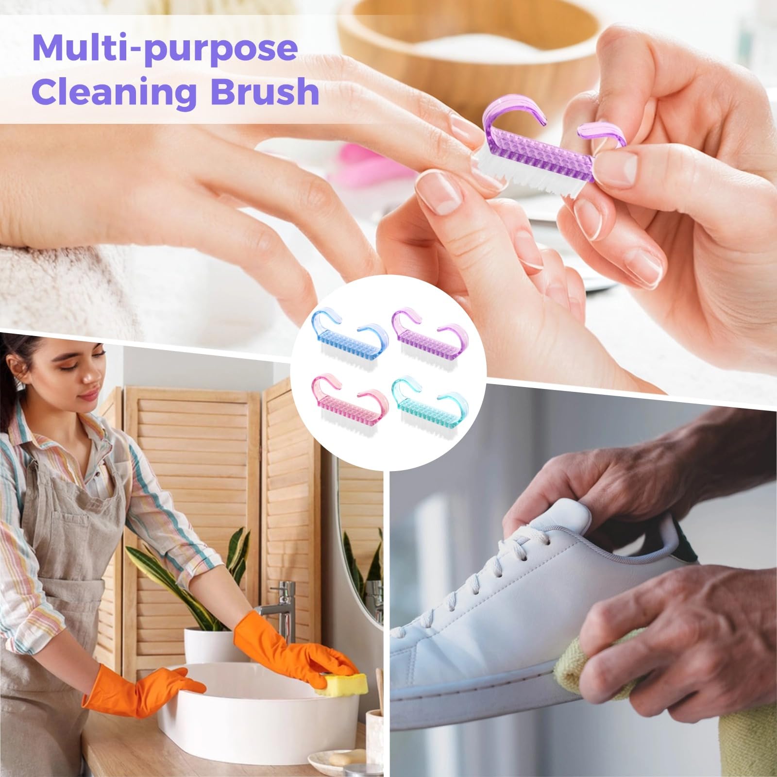 OMISTAR 400 PCS Nail Brush Bulk – Soft Bristle Nail Cleaners for Nails & Toes