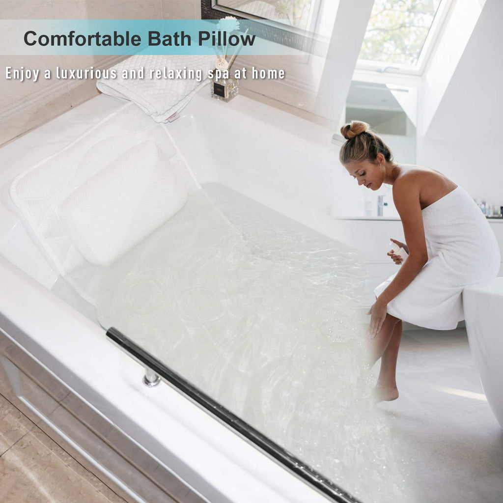 OMYSTYLE Full Body Bath Pillow – 21 Anti-Slip Suction Cups, 5D Air Mesh, Neck & Back Support