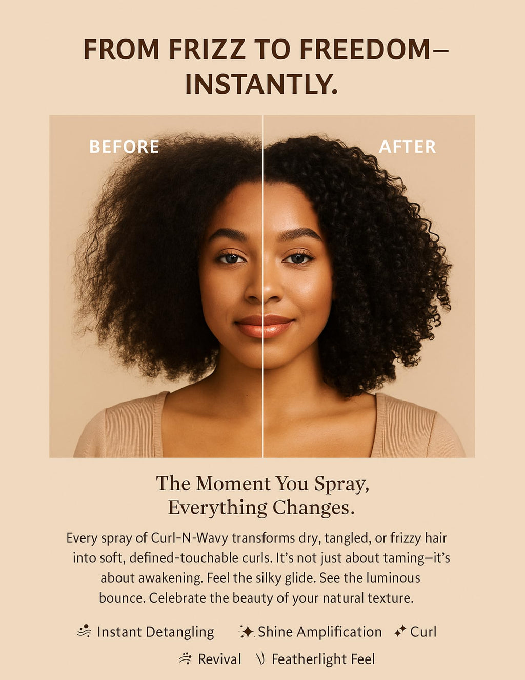 On Natural Curl-N-Wavy 4-in-1 Hair Enhancer for All Hair Textures – Cherry Blossom, 10 oz