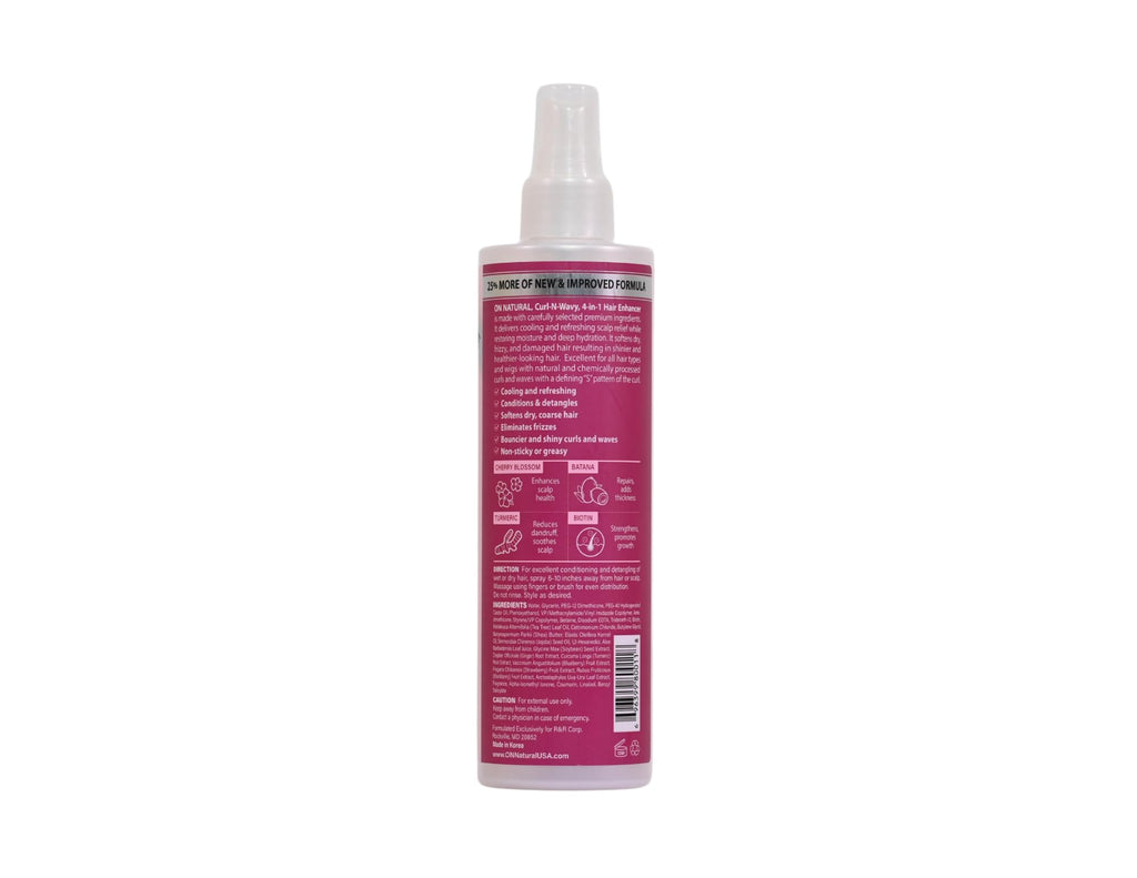 On Natural Curl-N-Wavy 4-in-1 Hair Enhancer for All Hair Textures – Cherry Blossom, 10 oz