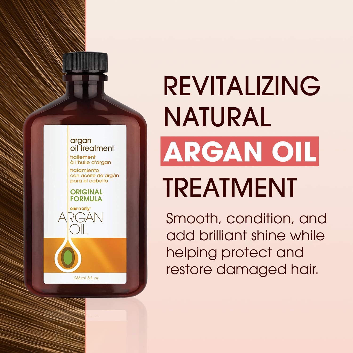 One 'N Only Argan Oil Hair Treatment - Lightweight Hydrating Hair Oil for Natural Hair, Wigs & Extensions (2pk)