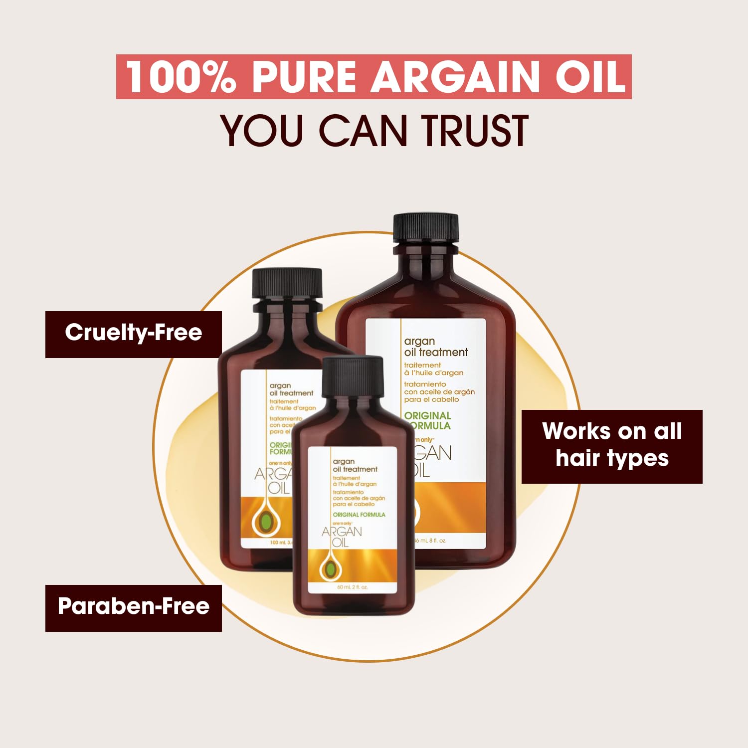 One 'N Only Argan Oil Hair Treatment - Lightweight Hydrating Hair Oil for Natural Hair, Wigs & Extensions (2pk)