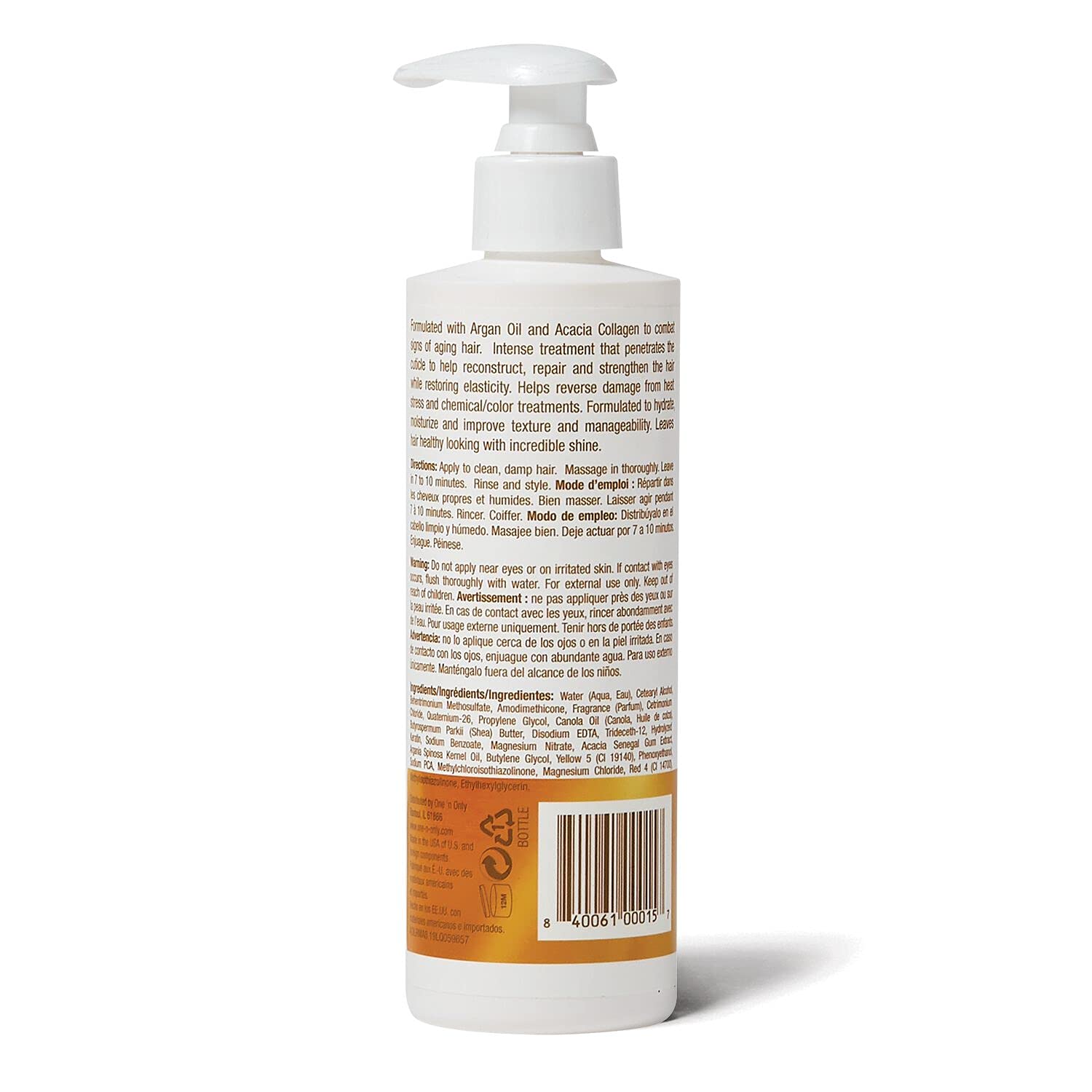 One 'N Only Hair Mask with Argan Oil – Strengthening Restorative Mask, Color Protection (Pack of 2, 7.8 oz each)