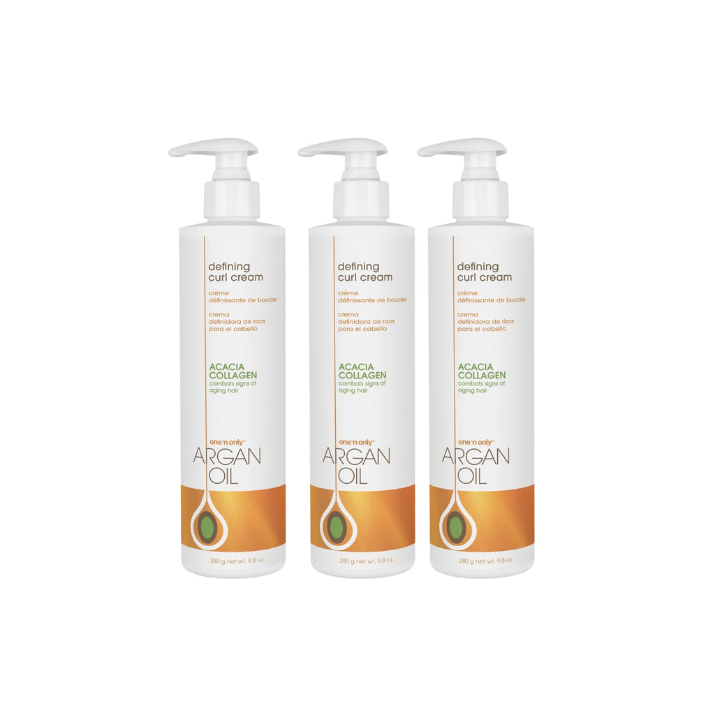 One 'N Only Defining Curl Cream with Argan Oil – Leave-In, Anti-Frizz, 9.8 oz 3-Pack