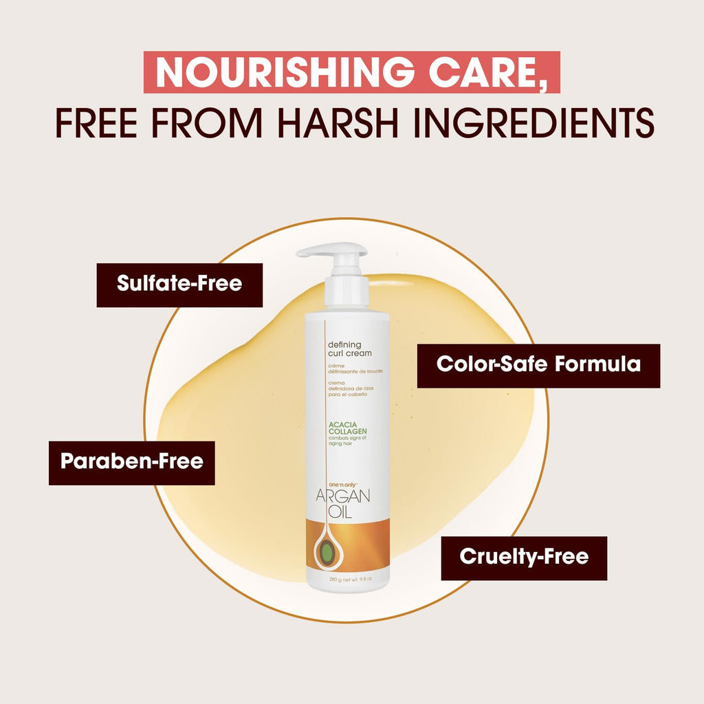 One 'N Only Defining Curl Cream with Argan Oil – Leave-In, Anti-Frizz, 9.8 oz 3-Pack