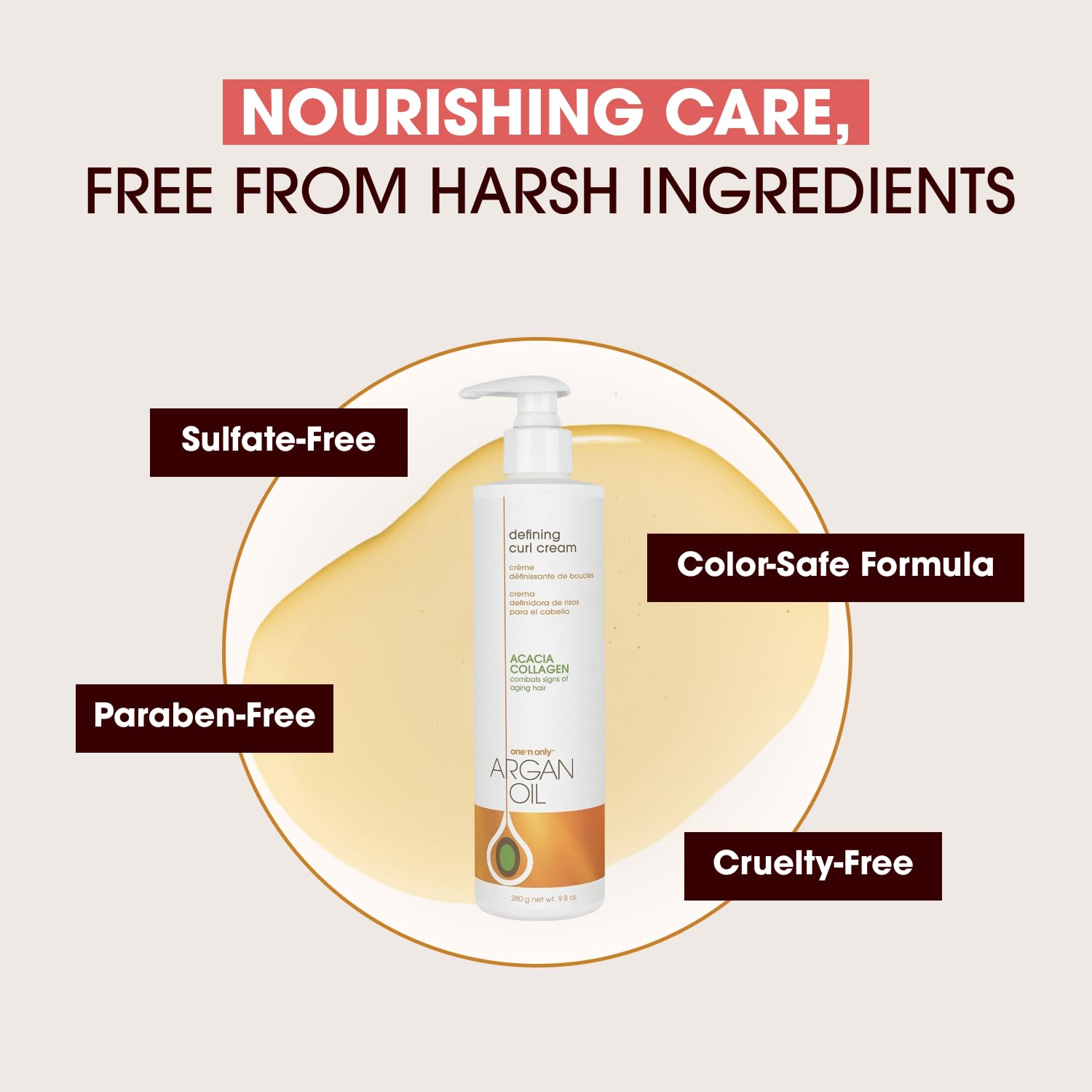 One 'N Only Defining Curl Cream with Argan Oil – Leave-In, Anti-Frizz, 9.8 oz 3-Pack