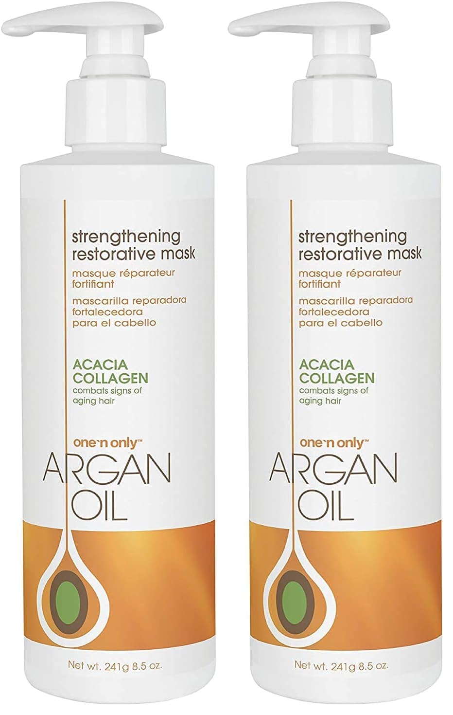 One 'N Only Hair Mask with Argan Oil – Strengthening Restorative Mask, Color Protection (Pack of 2, 7.8 oz each)