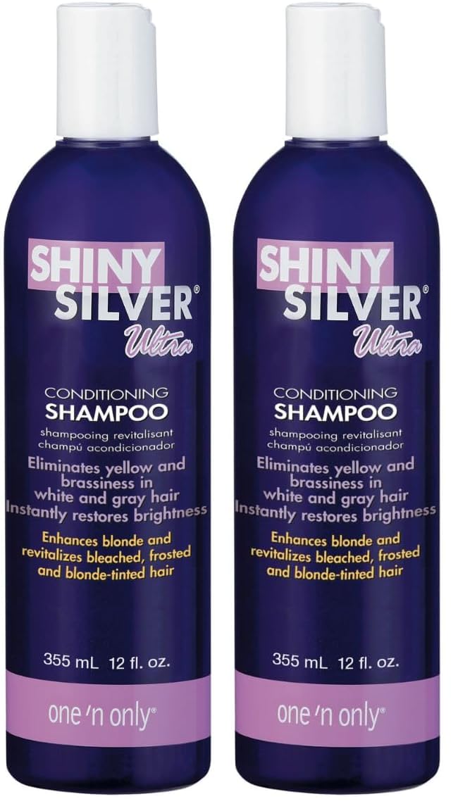 One 'N Only Shiny Silver Purple Shampoo – Argan Oil Toner for Blonde, Gray & Highlighted Hair (12 oz) Pack of 2