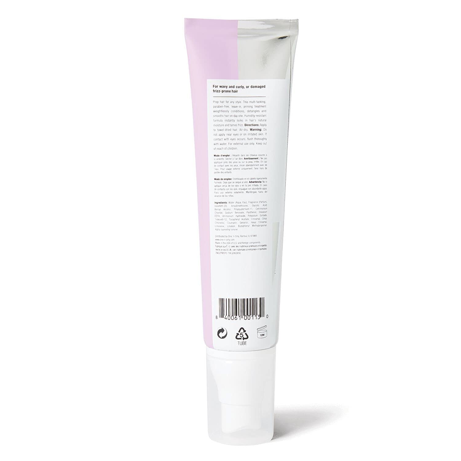 One 'N Only Zero Fuss Coarse/Frizzy Hair Primer – Leave-In Detangler, Humidity-Resistant, No Heat