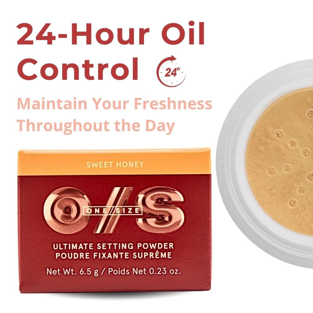 One/Size Mini Ultimate Loose Setting Powder - Sweet Honey | 24-Hour Wear, Sweat-Proof, No Flashback