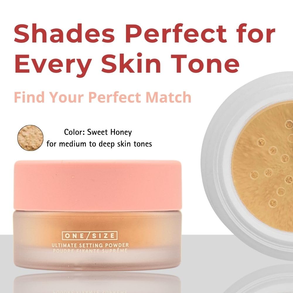 One/Size Mini Ultimate Loose Setting Powder - Sweet Honey | 24-Hour Wear, Sweat-Proof, No Flashback